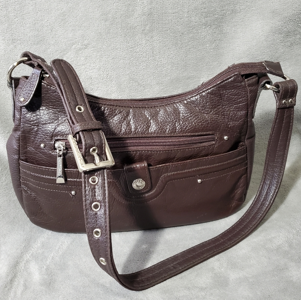 Stone & Co Leather Medium Sized Shoulder Bag Brown
